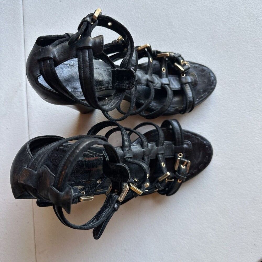 Biba Strappy Buckle Black High Heel Sandals 39 9 M Womens